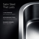 769-206 satin steel - T-304, brushed finish, rounded corners