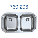 32-1/4" x 18-1/2" x 9" Depth. Double Equal Bowl. Bowl Satin, Rim Polish Finish. - 769-206