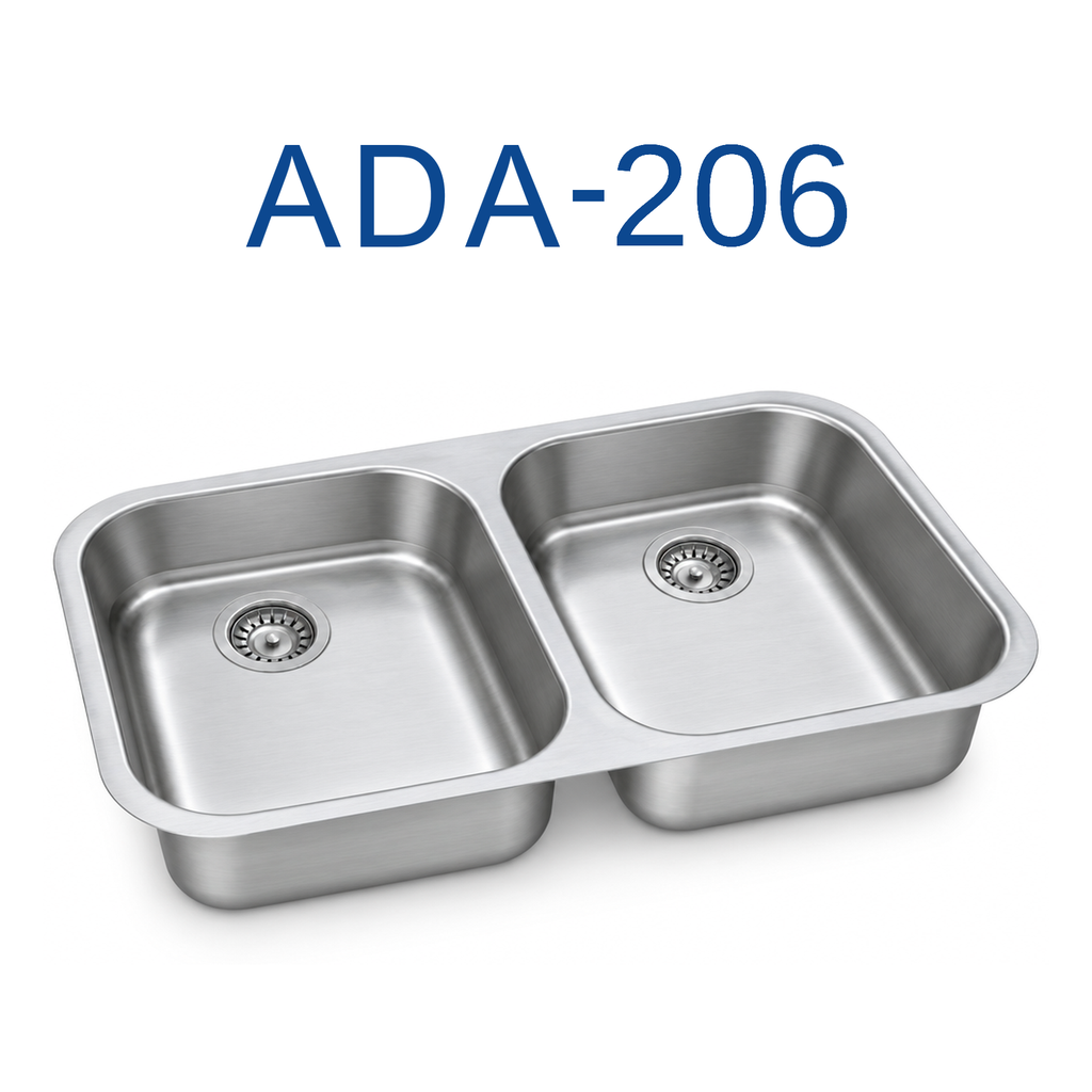 [ADA-206] Royal ADA-206 32-1/4'' x 18-1/2'' Double bowl Undermount Kitchen Sink - Stainless steel