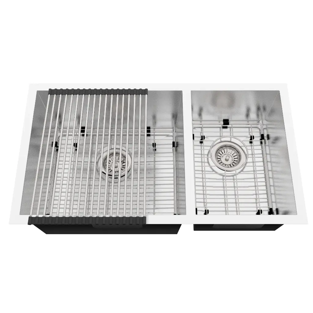 Elegant - DoubleBowl - Satin Finish 16 gauge - Satin Finish Dimensions: 32"x18"x10"