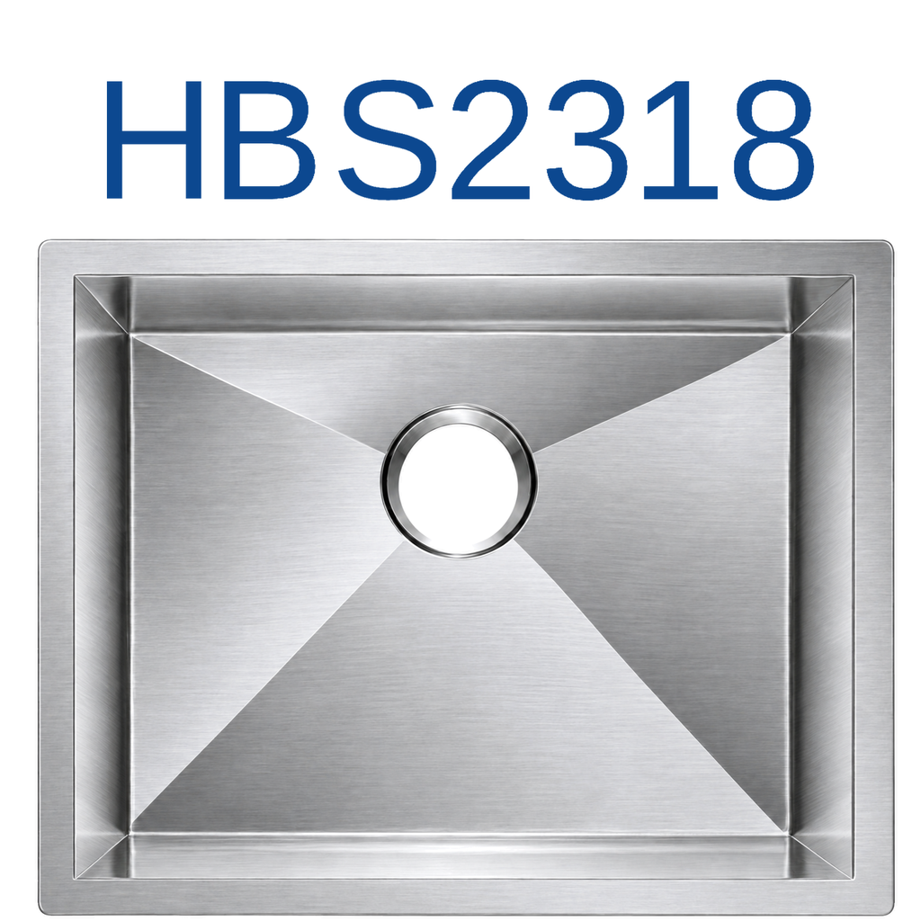 [HBS2318] HBS2318 (23" x 18" x 10") Handmade Kitchen Sink - Zero Corner, 16 Gauge, Satin Finish.