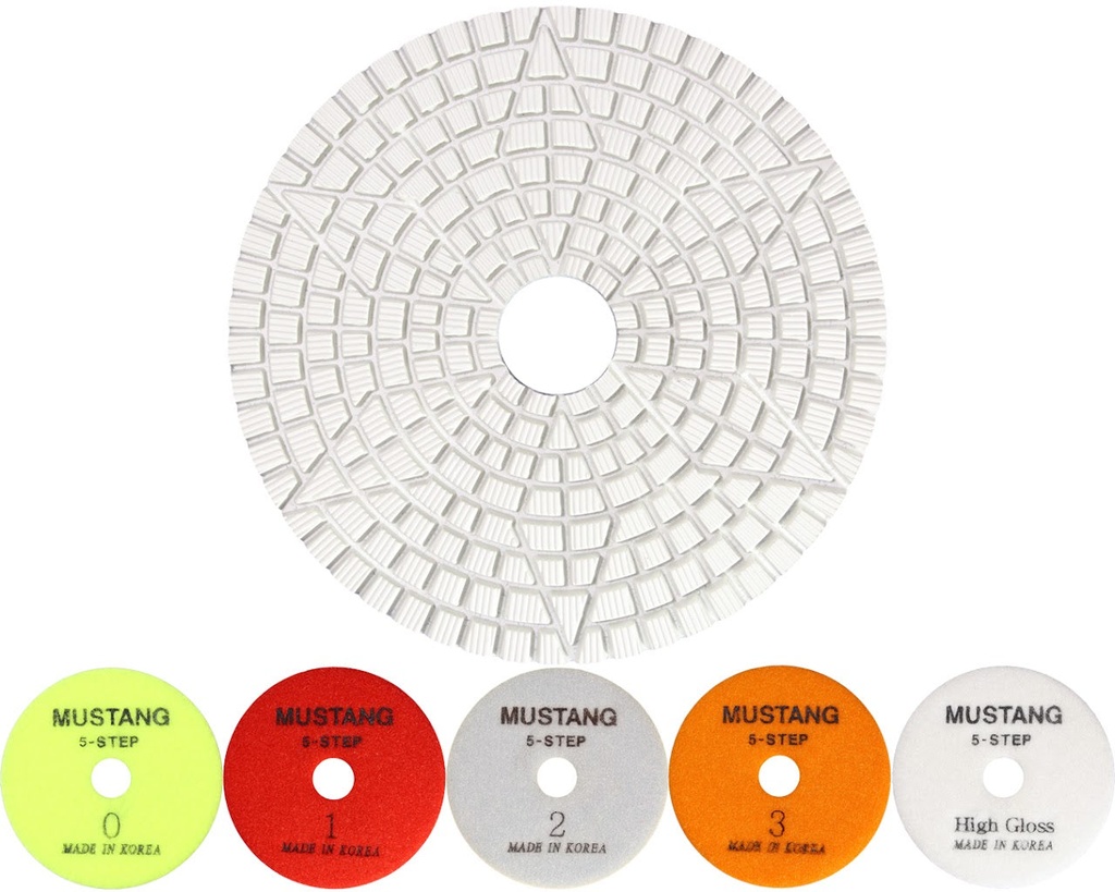 MUSTANG STAR 5-Step Dry/Wet White Resin ES/Granite Pad 4" x Step-1