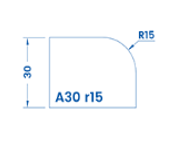 SSR10009 PROFILE 30mm Half Bullnose A30 r15 Technology Razorstone Position 0