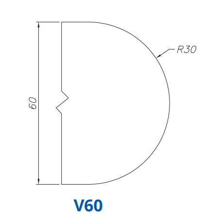 SSR10093 PROFILE 60mm Full Bullnose V60 Technology Razorstone Position 0