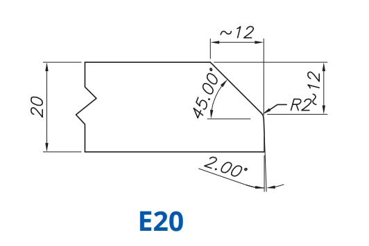 SS60045 Profile 20mm 2/3 Bevel E20 Technology Segmented Position - INTERNAL WATER ROUTER BITS (IW BITS)