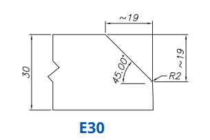 SS60046 Profile 30mm 2/3 Bevel E30 Technology Segmented Position - INTERNAL WATER ROUTER BITS (IW BITS)