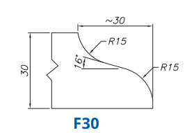 SS72050 Profile 30mm Ogee F30 Technology Frangistone Position - INTERNAL WATER ROUTER BITS (IW BITS)
