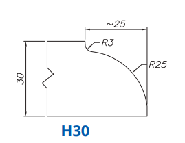 SS61057 Profile 30mm Dupont H30 Technology Professional Position 1 INTERNAL WATER ROUTER BITS (IW BITS)