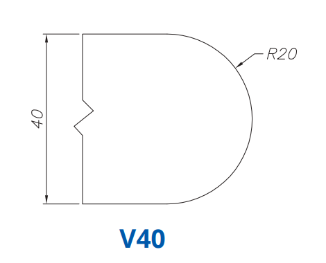 SS60090 Profile 40mm Full Bullnose V40 Technology Segmented Position - INTERNAL WATER ROUTER BITS (IW BITS)