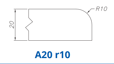 SS68002 Profile 20mm Half Bullnose A20 r10 Technology Electroplated Position 2 INTERNAL WATER ROUTER BITS (IW BITS)