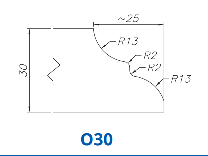 SS67071 Profile 30mm Cove Dupont O30 Technology Electroplated Position 1 INTERNAL WATER ROUTER BITS (IW BITS)