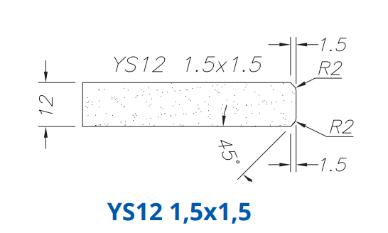 SS66274 Profile 12mm Double Chamfer 1.5x1.5 YS12 1,5X1,5 Technology Longlife+ Position 6 INTERNAL WATER ROUTER BITS (IW BITS)