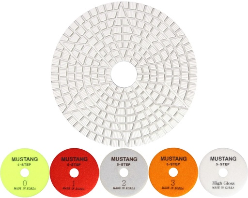 [22946-01003] MUSTANG STAR 5-Step Dry/Wet White Resin ES/Granite Pad 4" x Step-2