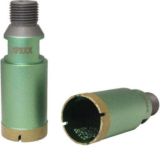 [23801-01004] APEXX Green CNC Thin Wall Core Bit 1-1/2" x 4" x 1/2"-Gas w/ Inside Diamond for Quartzite/ES/Granite/UCS