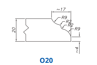 [SS72070] Marmo Elettromeccanica SS72070 Profile 20mm Cove Dupont O20 Technology Frangistone Position - INTERNAL WATER ROUTER BITS (IW BITS)