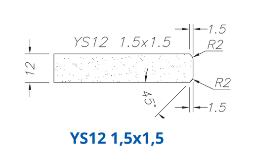 [SS66274] Marmo Elettromeccanica SS66274 Profile 12mm Double Chamfer 1.5x1.5 YS12 1,5X1,5 Technology Longlife+ Position 6 INTERNAL WATER ROUTER BITS (IW BITS)